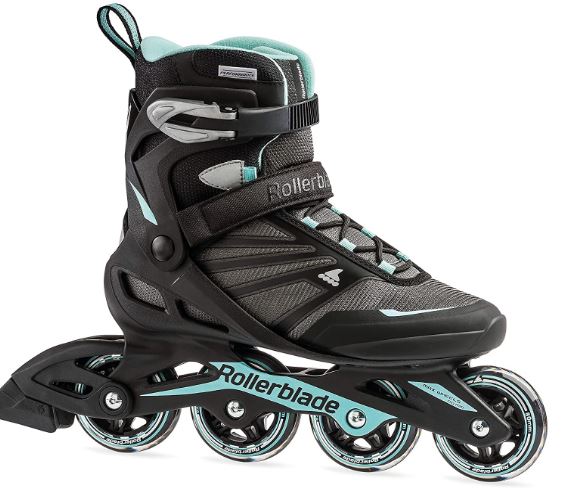 11 Rollerblade Zetrablade Women's Adult Fitness Inline Skate, Black and Light Blue, Performance Inline Skates