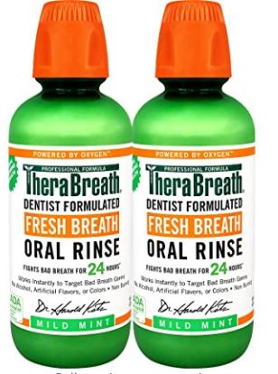 therabreath mouthwash TheraBreath Fresh Breath Oral Rinse, Mild Mint, 16oz Bottle (Pack of Two)